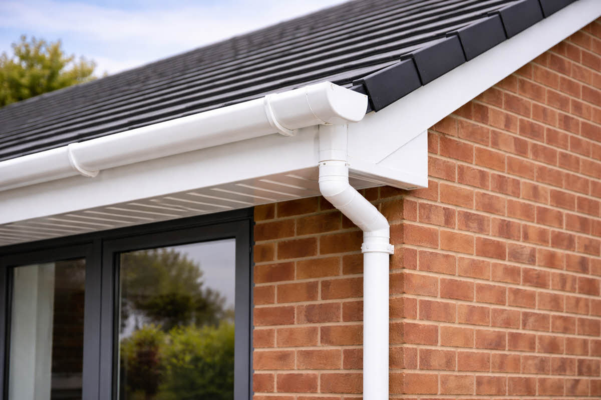modern guttering fitted to roofline